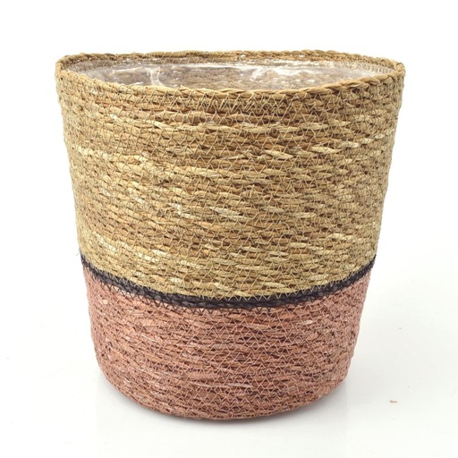 [46-046] Conical Seagrass Basket - Bottom Soft-Pink (ES23)