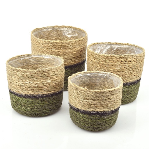 [46-093] Medium Straight SET/4 pcs Seagrass Baskets - Bottom Light-Gr