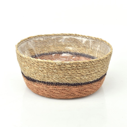 [46-029] Conical Seagrass Bowl Basket - Bottom Brown