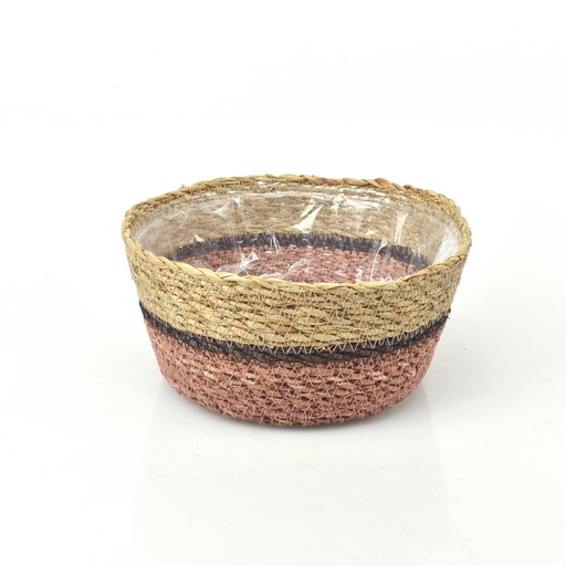 [46-028] Conical Seagrass Bowl Basket - Bottom Brown