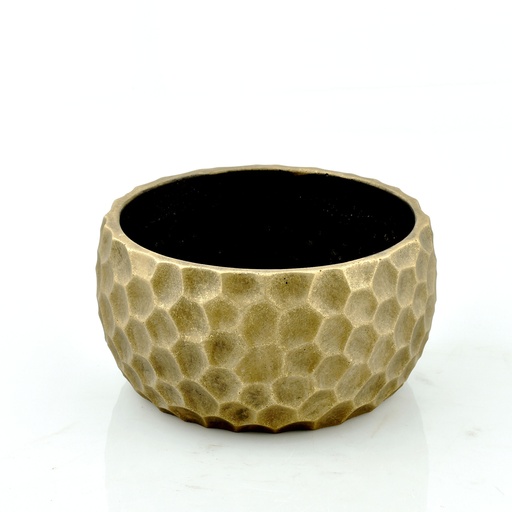 [27-590] Gold Cement Round Planter 'Honey' M