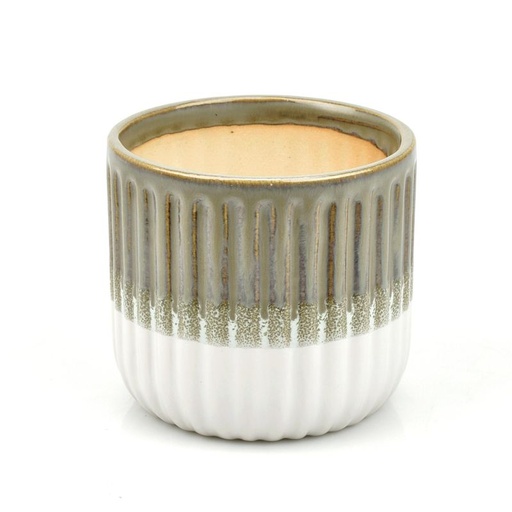 [94-551] White/Green Ceramic Pot 'Ada' (ES8,5)