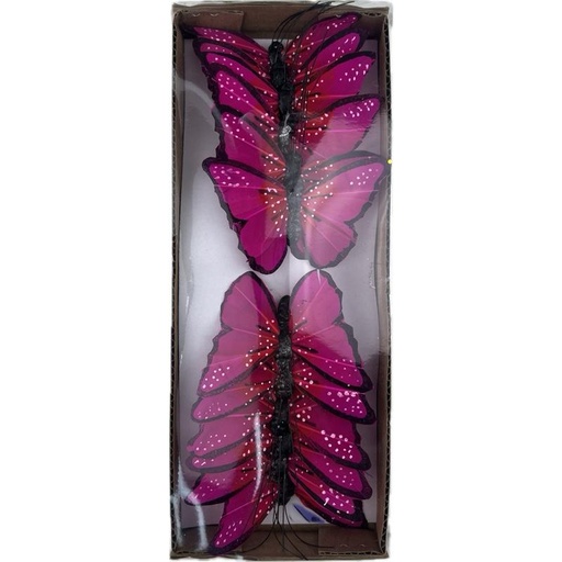 [516-051] deco butterfly 12pcs - 9cm fushia 