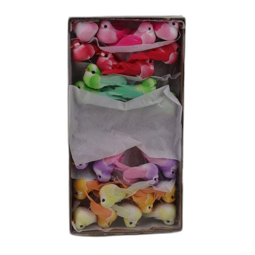 [509-100] deco vogel 24pcs - kleur staart assortiment