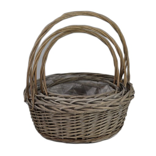 [11385] corbeille rond set 3 gris L 