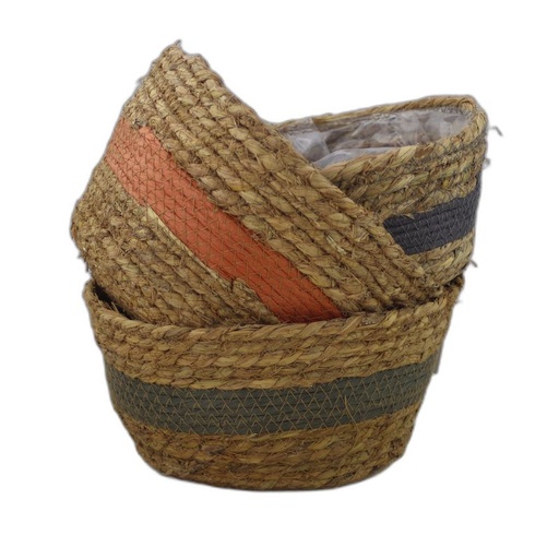 [126125-B] Conical Seagrass Bowl Basket - Blue
