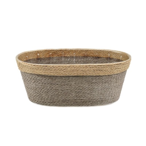 [18-918] Grey Oval Paper Basket w/ Rim