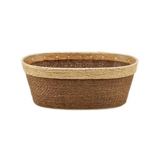 [18-938] Brown Oval Paper Basket w/ Rim
