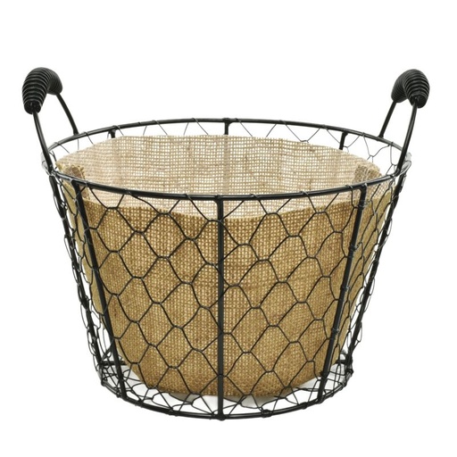 [24-160-V] Round Wire Basket w/ Jute