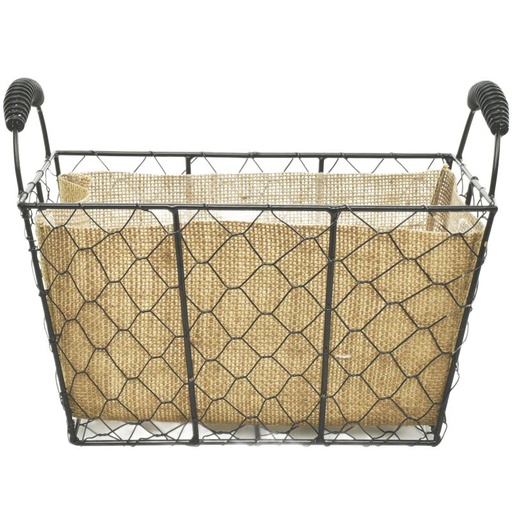 [24-162-V] Rect. Wire Basket w/ Jute