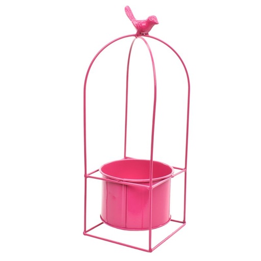 [50-311-V] Fuchsia Metal Planter 'Bird' M