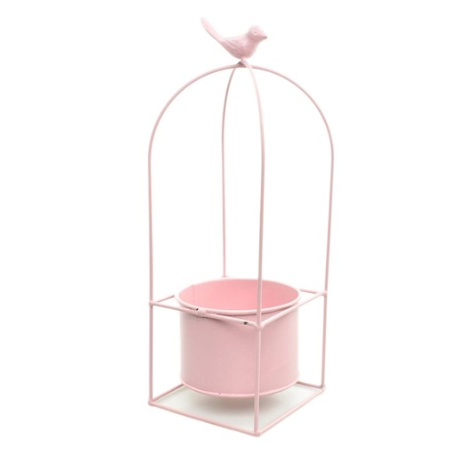 [50-321-V] Pink Metal Planter 'Bird' M