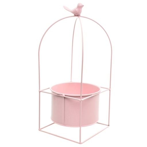 [50-322-V] Pink Metal Planter 'Bird' L