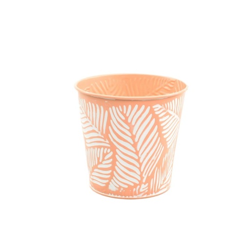 [52-102-V] Peach-Color Zinc Pot 'Leaf' Orch-12