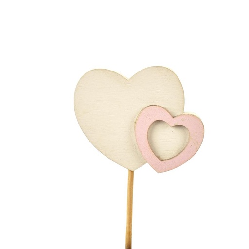 [15-545] White+Purple Wooden Heart Pick