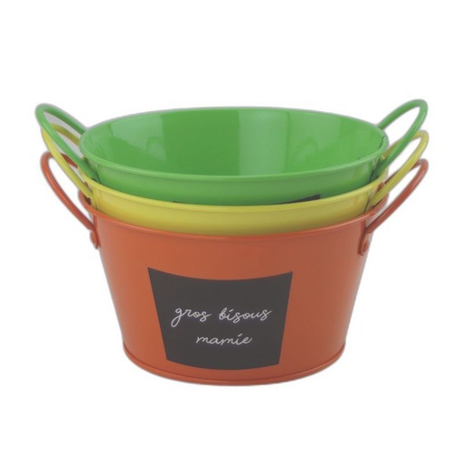 [315-050]  zinc round gros bisous mamie -
 mixed: green orange and yellow colour. 