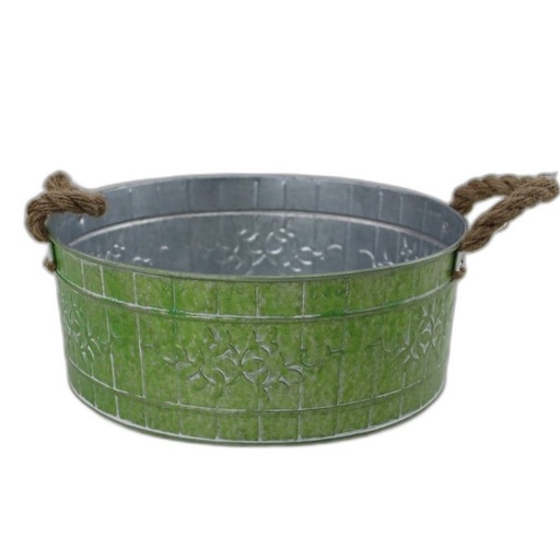 [315-004] Roound Zinc Green floral 2 ears rope Ø25