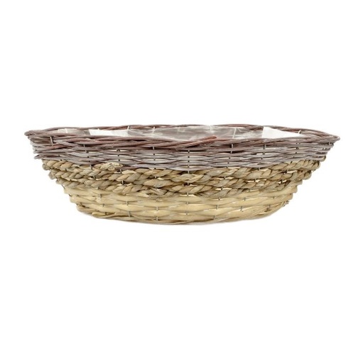 [22-752] Boat Willow Basket w/ Brown Rim