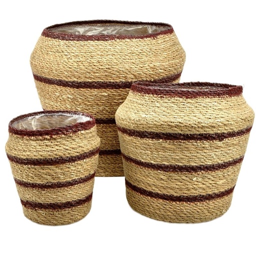 [45-295] High Basket SET/3pcs Natural/Brown