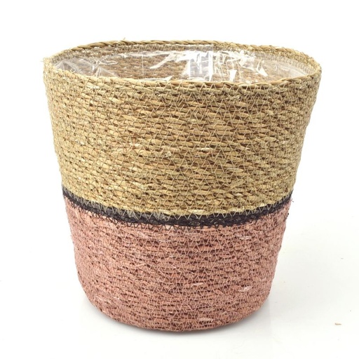 [46-045] Conical Seagrass Basket - Bottom Soft-Pink (ES21)