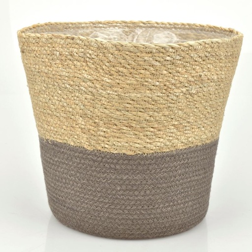 [46-268] Straw Basket w/ Grey Jute ES-21