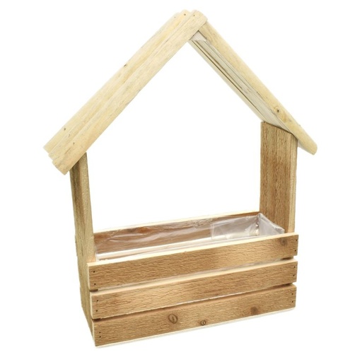 [24-212] Reclaimed Wooden House Planter L