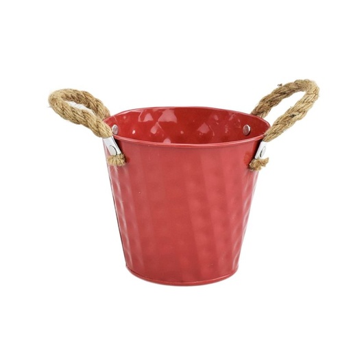 [52-421] Red Zinc Pot 'Fancy' w/ Rope Ears