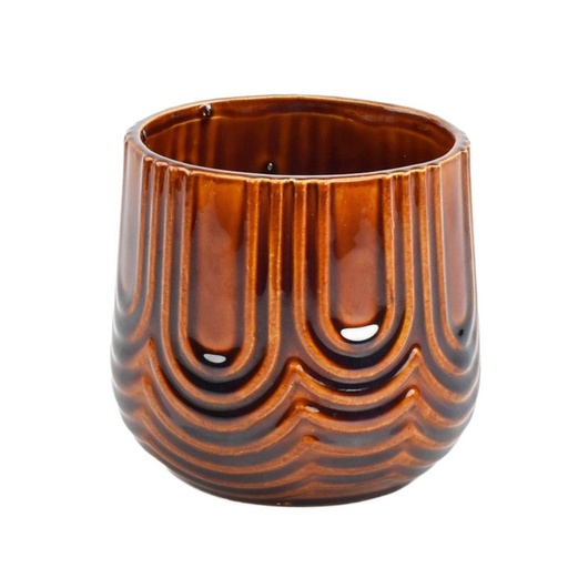 [91-661] Brown Stoneware Pot Wave