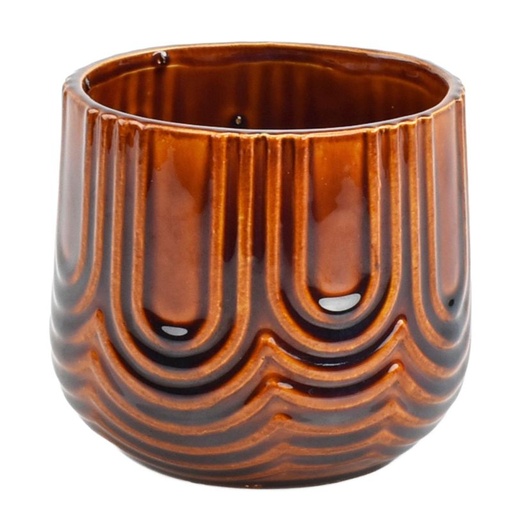 [91-663] Brown Stoneware Pot Wave