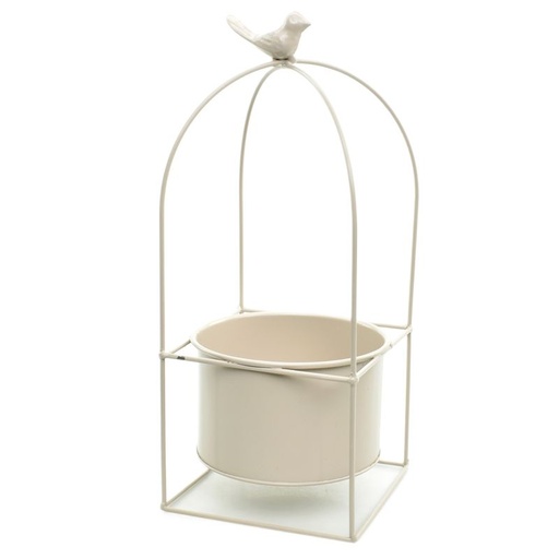 [50-352] Beige Metal Planter 'Bird' L