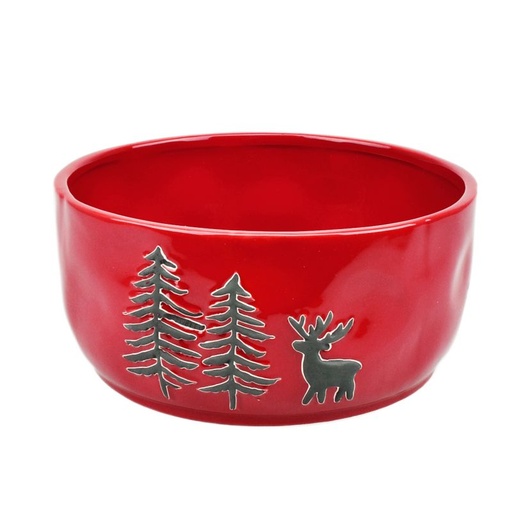 [90-831] Red/Black Round X-Mas Planter L