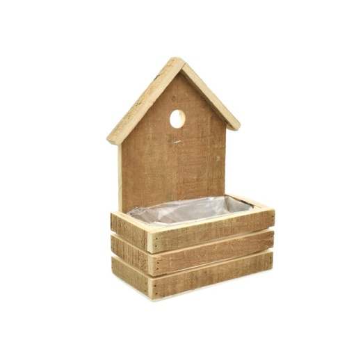 [24-205] Reclaimed Wooden Birdhouse Planter S
