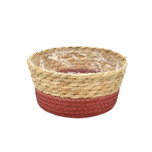 [19-810] Straw & Red Paper Bowl Basket