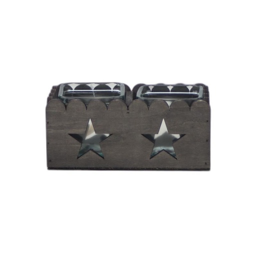 [25182] theelichthouder kerst sterren 2x duo